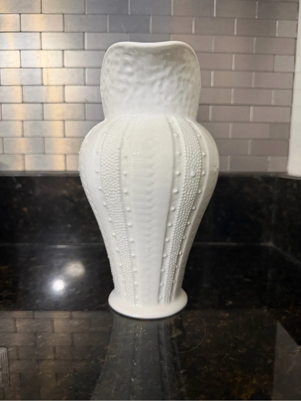 Paris Royal Sea Urchin Coral White Porcelain Tall 8” Pitcher / Vase